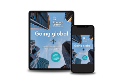 The Going Global Guide cover shown on an iPad and smartphone screen