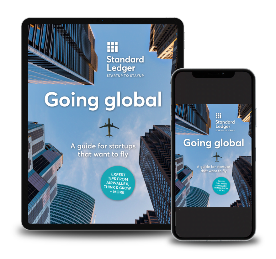 The Going Global Guide cover on ipad and iphone screens